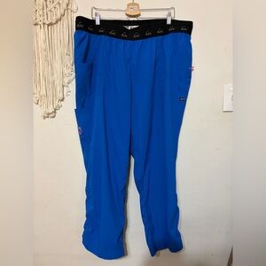 koi Bright Blue and Black Scrub Pants 3x petite